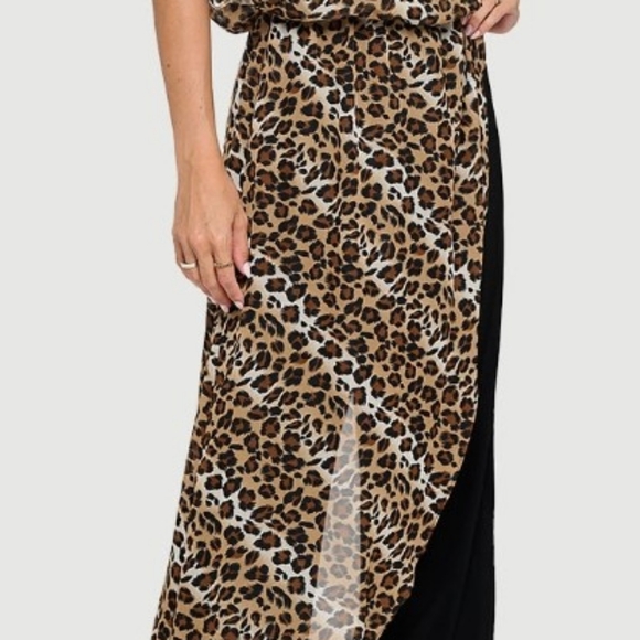 Last Tango Leopard Print Jumpsuit with Chiffon Overlay Large - Picture 4 of 17